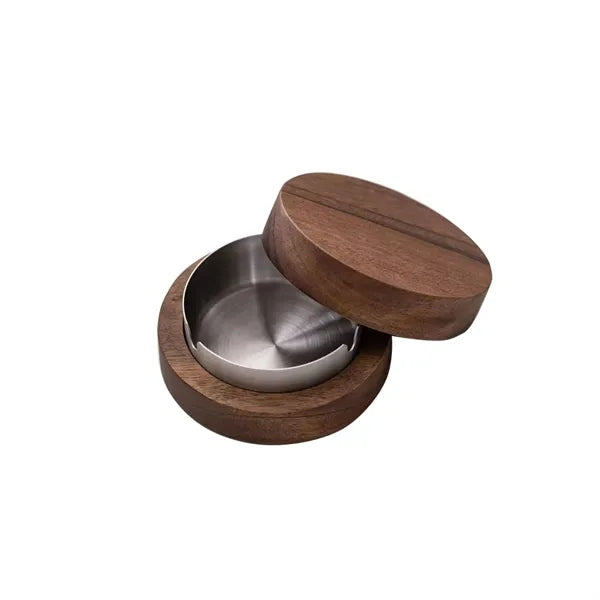 Wooden Lid With A Stainless Steel Liner Windproof AshTray