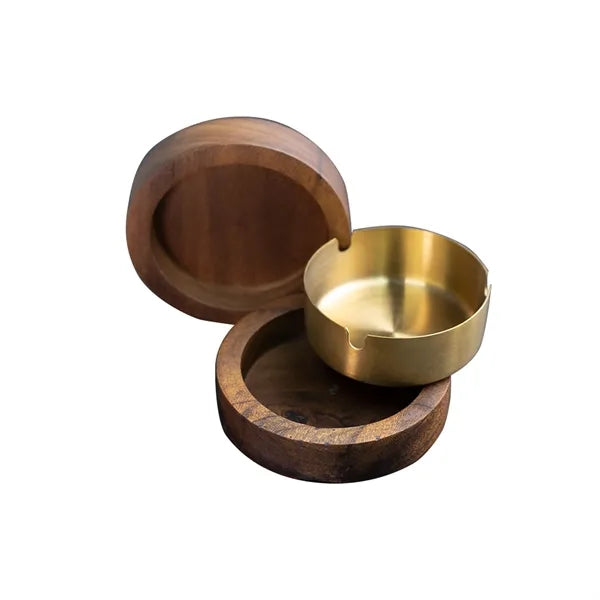 Wooden Lid With A Stainless Steel Liner Windproof AshTray