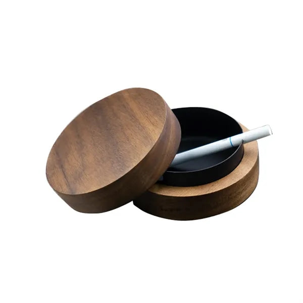 Wooden Lid With A Stainless Steel Liner Windproof AshTray