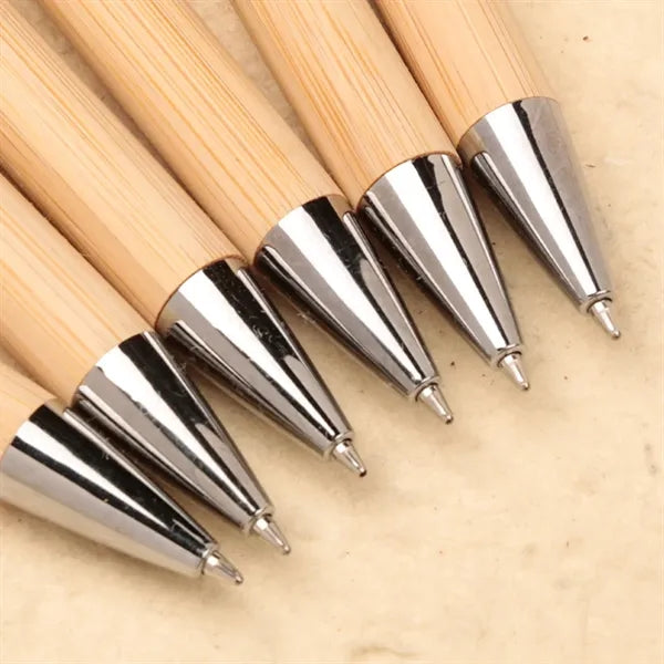 2 In 1 Bamboo Ballpoint Stylus Contact Pen Office Writing