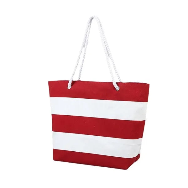 Large Striped Canvas Beach Tote Bags