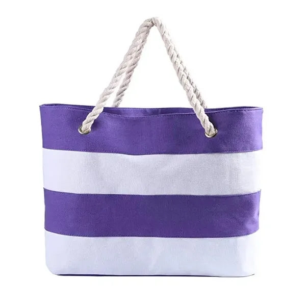 Large Striped Canvas Beach Tote Bags
