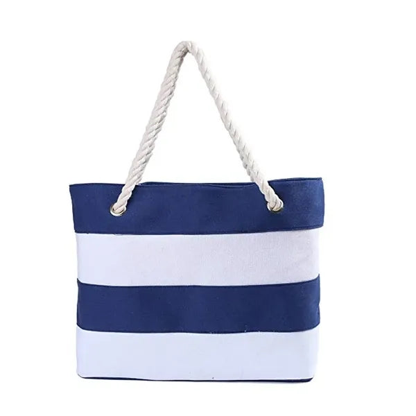 Large Striped Canvas Beach Tote Bags