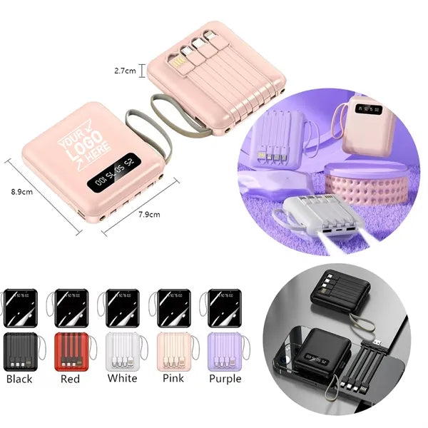 Portable Charger with Built-in Cable Cell Phone Power Bank