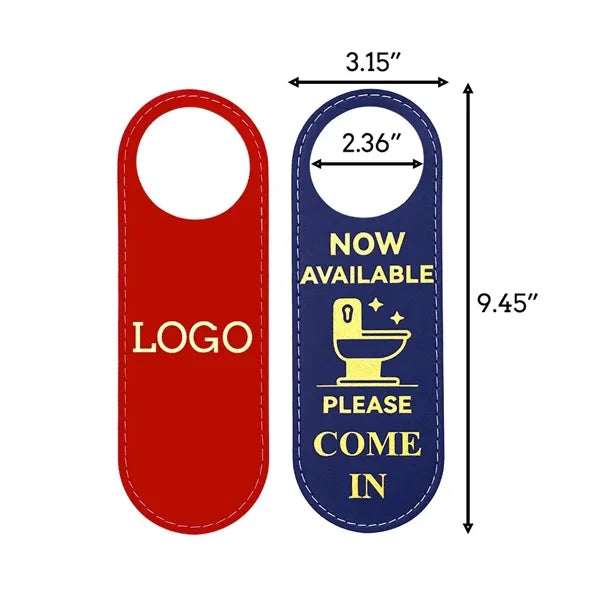 PU Leather Hanging Placard Hotel Door Knob Hanger Sign