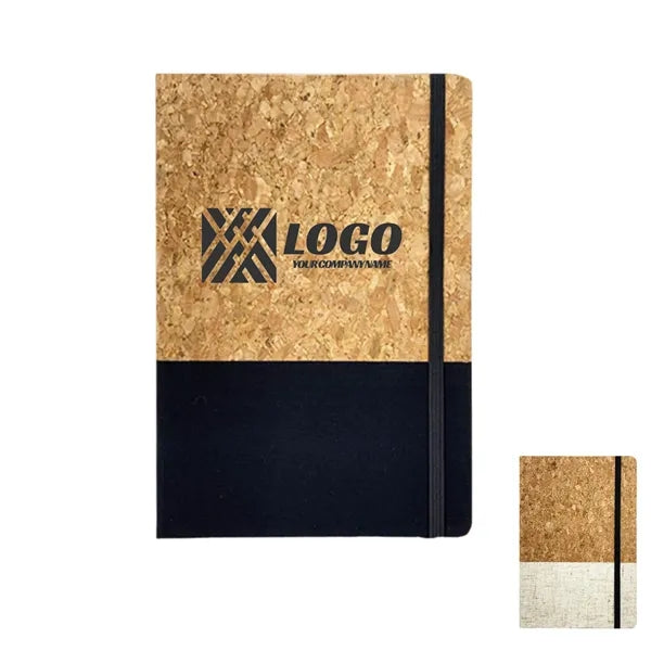 A5 White/Black Combo Cork Cover Journal Notebook