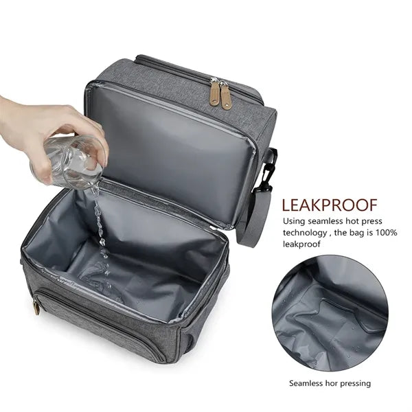 Dual Compartment Lunch Bag Tote with Shoulder Strap