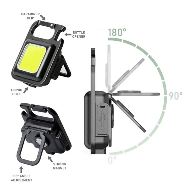 Aluminum IPX4 COB Multi-Function Flashlight