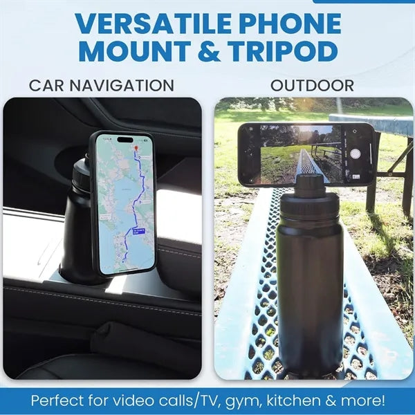 40 oz Stainless Steel Water Bottles W/ Magnetic Phone Holder