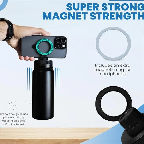 40 oz Stainless Steel Water Bottles W/ Magnetic Phone Holder