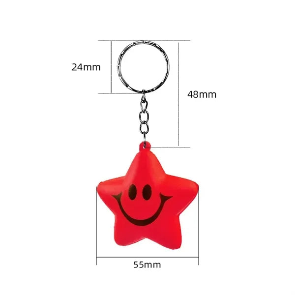 Volleyball/Star/Smile Face Stress Reliever Key Chain