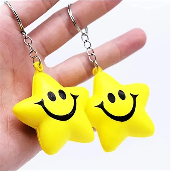 Volleyball/Star/Smile Face Stress Reliever Key Chain