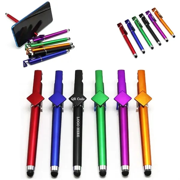3-in-1 ABS QR Code Stylus Ballpoint Pen w/Phone Stand