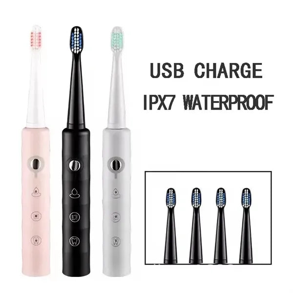 6 Modes USB Rechargeable Washable Sonic Electric Toothbrush