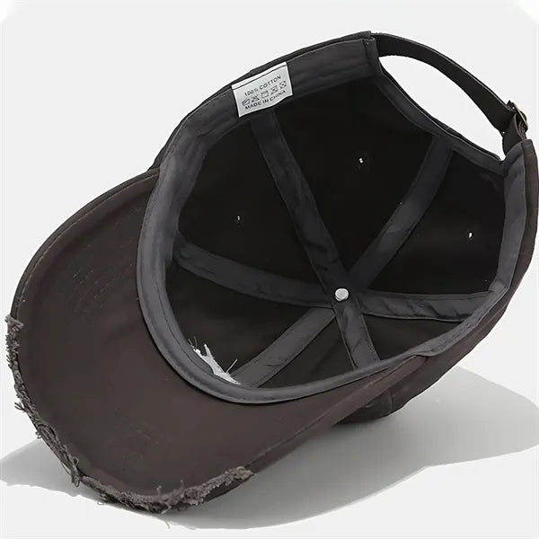 Three-Dimensional Embroidered Ripped Softtop Baseball Cap