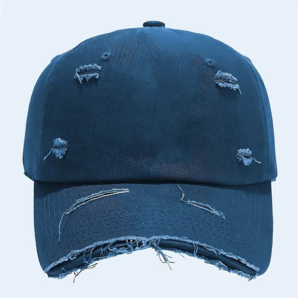 Three-Dimensional Embroidered Ripped Softtop Baseball Cap