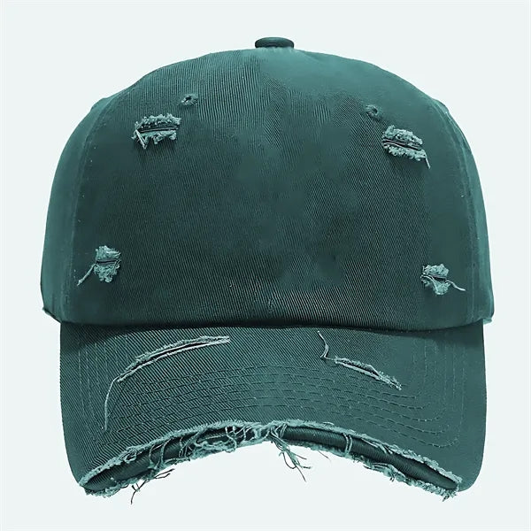 Three-Dimensional Embroidered Ripped Softtop Baseball Cap