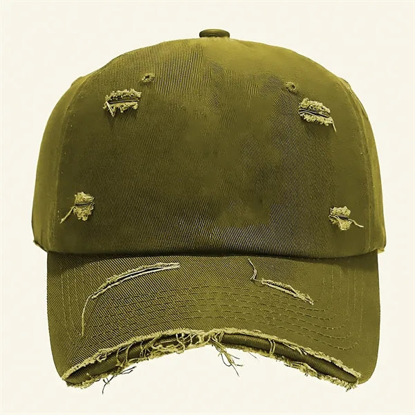 Three-Dimensional Embroidered Ripped Softtop Baseball Cap