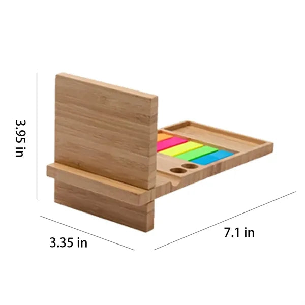 Bamboo Wood Desk Organizer with Mobile Stand and Pen Holder