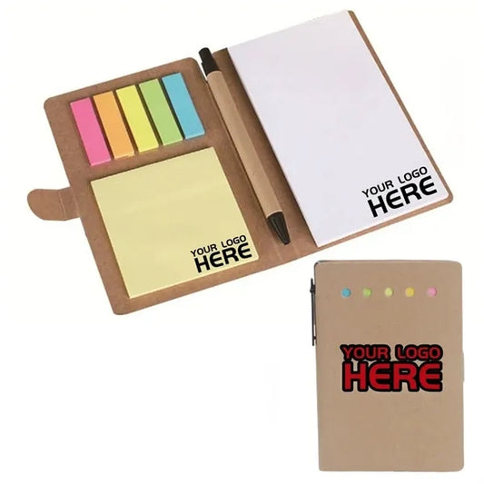 Kraft Notebook With Pen and Sticky Notes