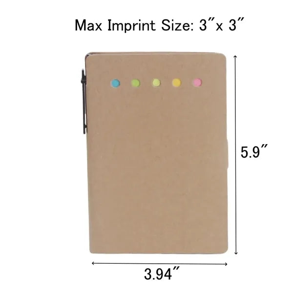 Kraft Notebook With Pen and Sticky Notes