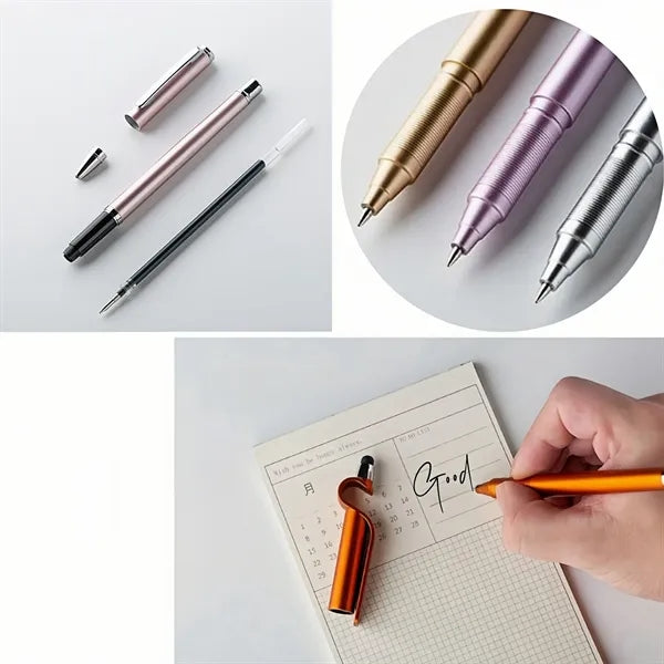 Neutral ink pen with cell phone holder