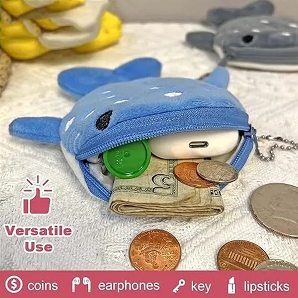 Shark Coin Purse With Zipper Keychain