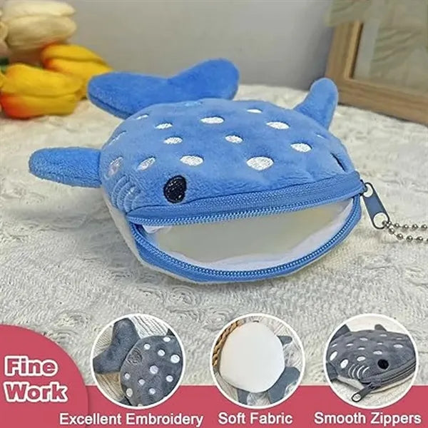 Shark Coin Purse With Zipper Keychain