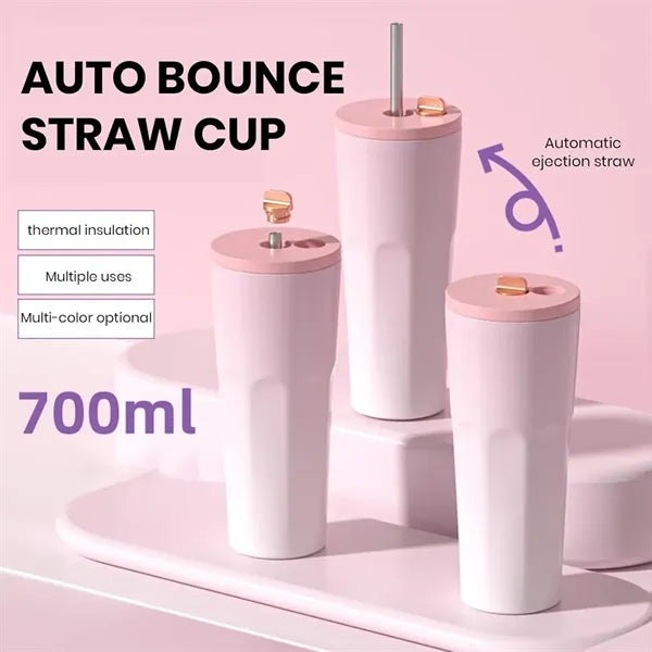 Automatic Spring Straw Insulation Tumbler