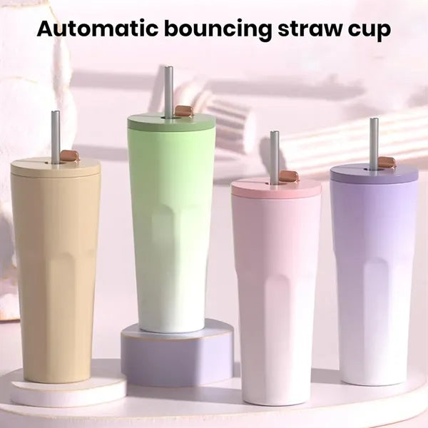 Automatic Spring Straw Insulation Tumbler