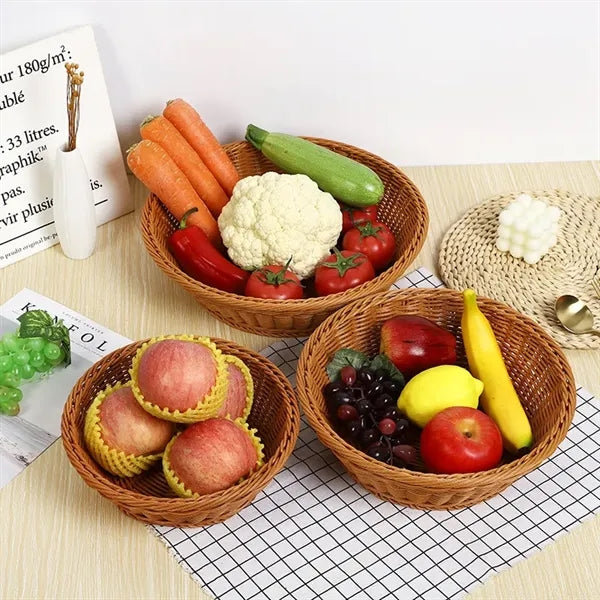 Hand-Woven Rattan Storage Wicker Basket 13.78"x9.84"x2.76"