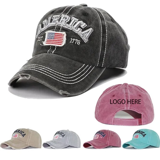 American Flag Baseball Cap Embroidered Retro Six Panels Hat