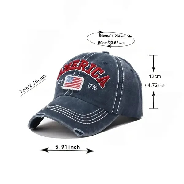 American Flag Baseball Cap Embroidered Retro Six Panels Hat