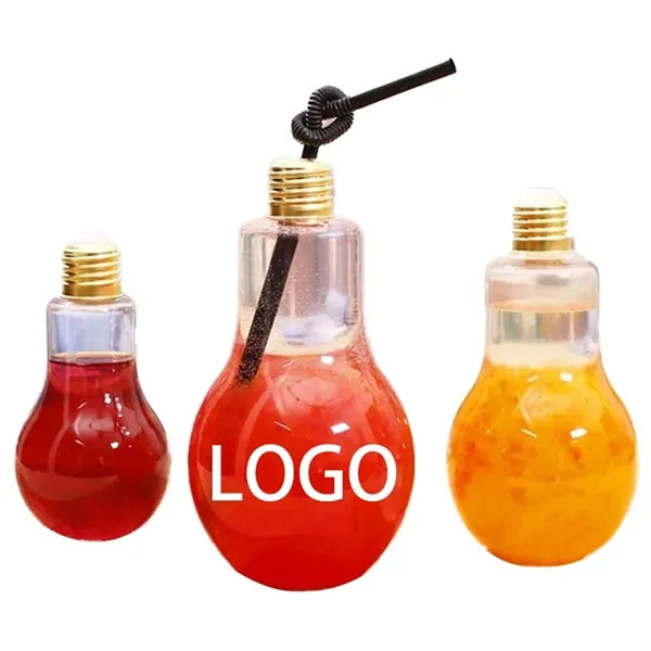 13.5oz Light Bulb PET Novelty Drinking Glasses with Straw