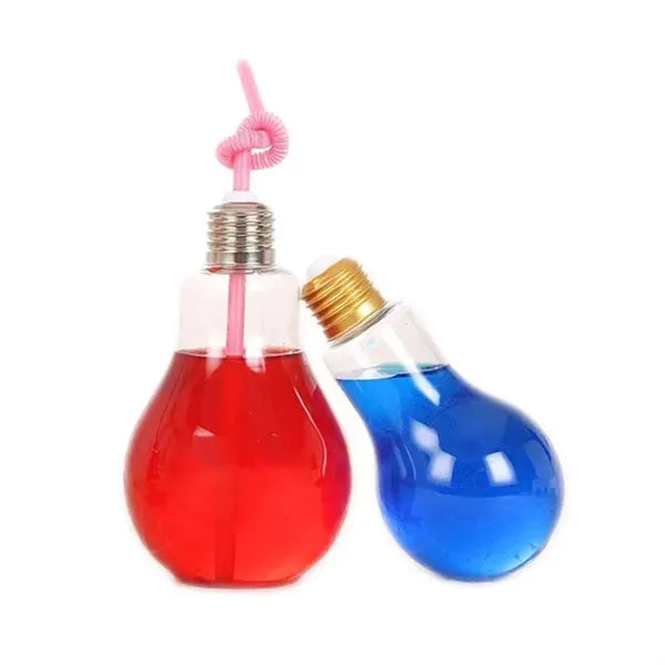 13.5oz Light Bulb PET Novelty Drinking Glasses with Straw