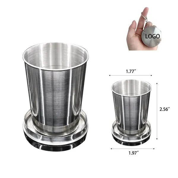 Outdoor Folding Stainless Steel Retractable Cup Key Ring