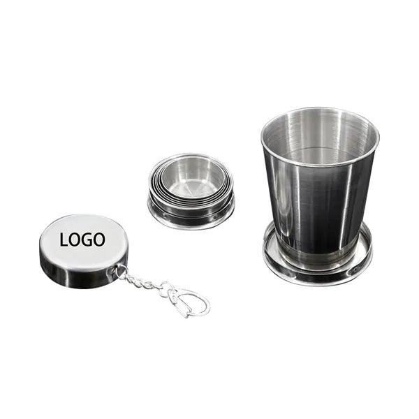 Outdoor Folding Stainless Steel Retractable Cup Key Ring