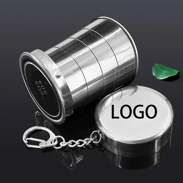 Outdoor Folding Stainless Steel Retractable Cup Key Ring