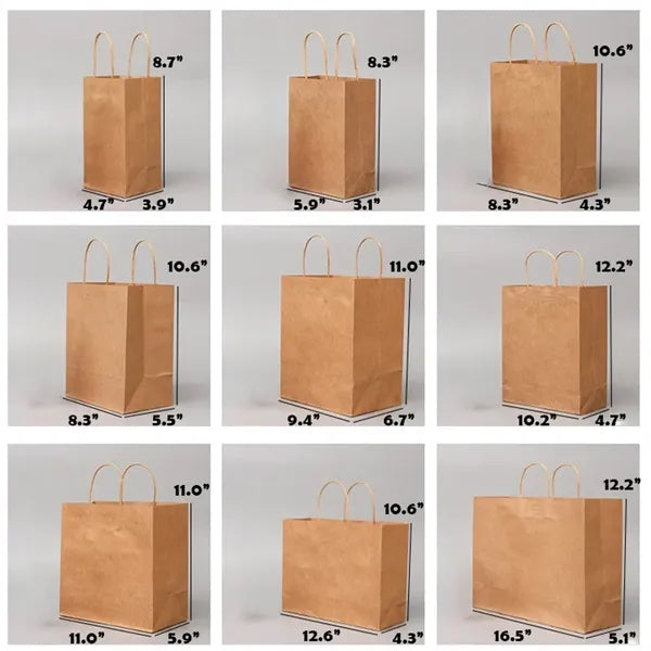 Multi-Size Paper Kraft Shopper Gift Bags