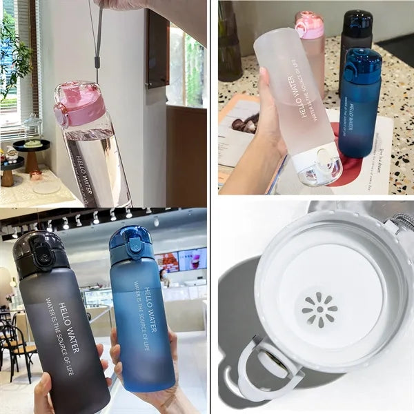 27Oz BPA Free Clear Gym Water Bottle with Lip Travel Cups
