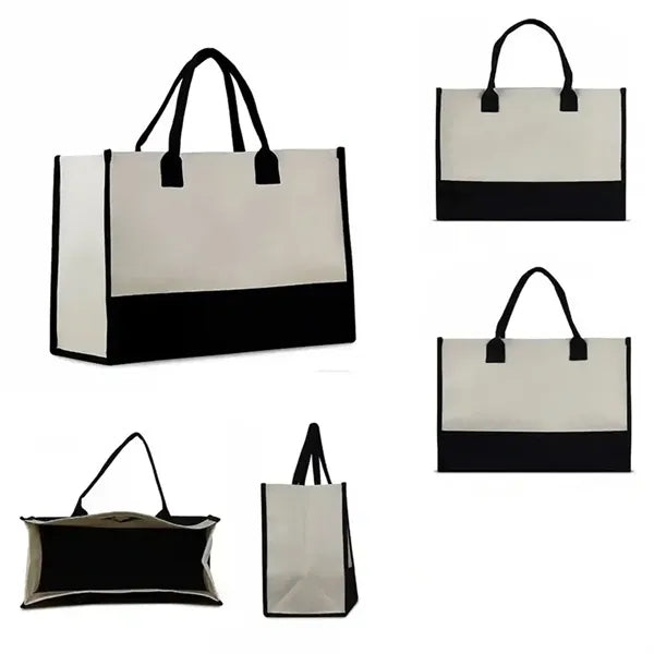 Initial Canvas Tote Bag for Wedding Birthday Beach Holiday