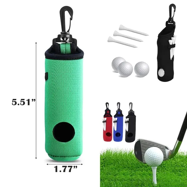 Golf Ball Storage Tee Holder Pouch w/Lightweight Hook