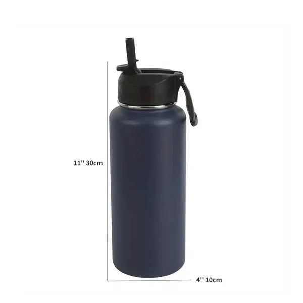 32 Oz Double Walled Vacuum Water Bottle with Straw Lid