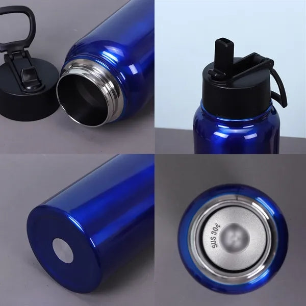 32 Oz Double Walled Vacuum Water Bottle with Straw Lid