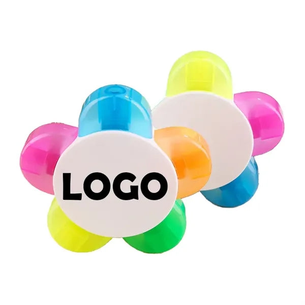 Flower Shape PP Highlighter Pen 5 Colors Fluorescent Marker