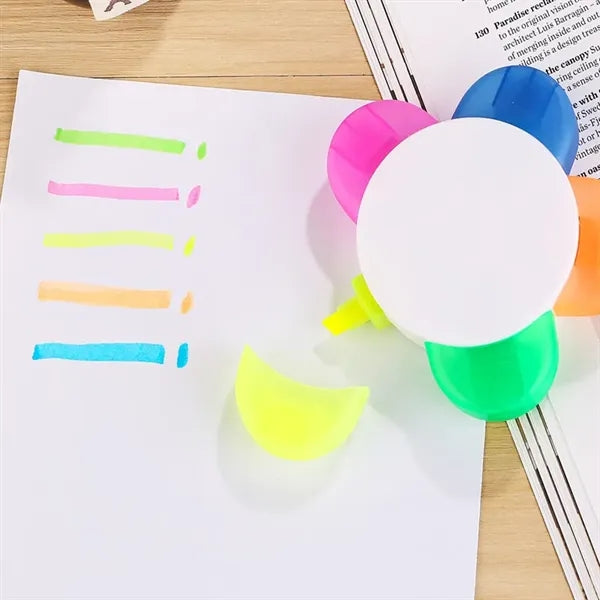 Flower Shape PP Highlighter Pen 5 Colors Fluorescent Marker