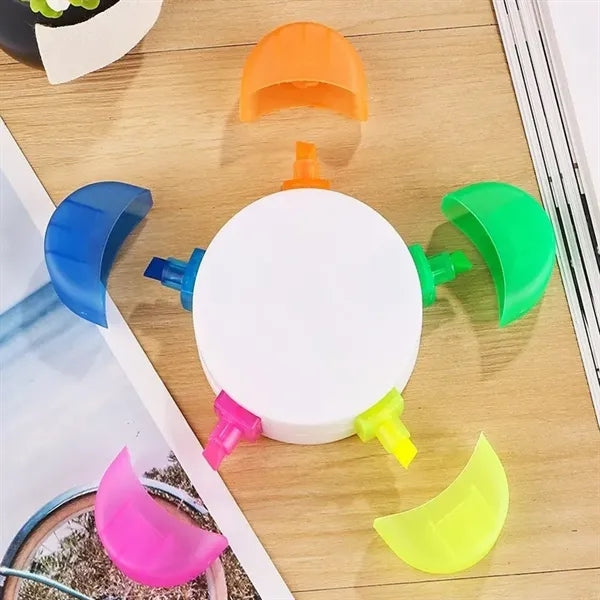 Flower Shape PP Highlighter Pen 5 Colors Fluorescent Marker