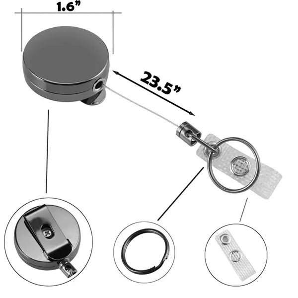 23 1/2" Heavy Duty Zinc Alloy Retractable ID Badge Holder