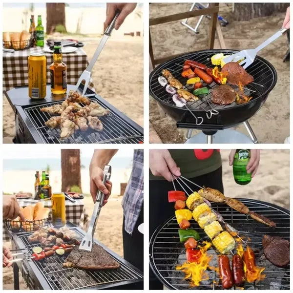 4-Piece Stainless Steel Barbeque Grilling Tool Set with Bag