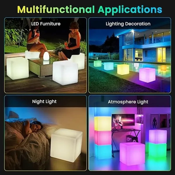 6"/ 8" RGB LED Cube Night Light Rechargeable Mood Lamp Decor